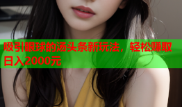吸引眼球的汤头条新玩法，轻松赚取日入2000元